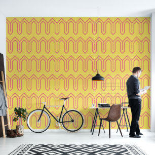 Art Deco Pattern 05 - Light Carmine Pink on Blone  Wallpaper
