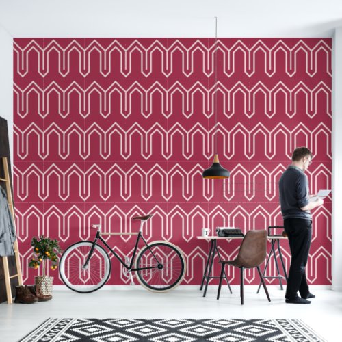Art Deco Pattern 05 _ Light Pink on Raspberry Pink Wallpaper
