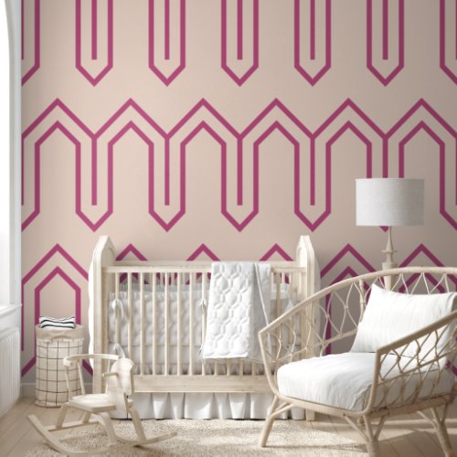 Art Deco Pattern 05 _ Raspberry Pink on Light Pink Wallpaper