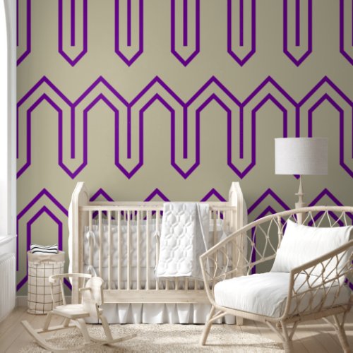 Art Deco Pattern 05 _ Romantic Purple on Off_White Wallpaper