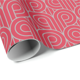Art Deco Pattern 07 - Spanish Gray on Paradise Pin Wrapping Paper