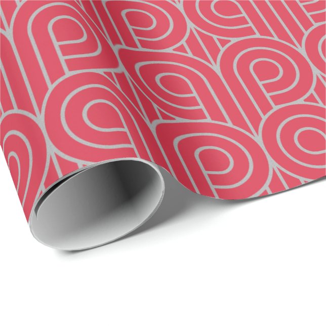 Art Deco Pattern 07 - Spanish Gray on Paradise Pin Wrapping Paper (Roll Corner)