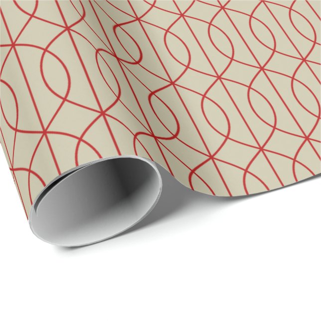 Art Deco Pattern 10 - Escher Red on Off-White Wrapping Paper (Roll Corner)