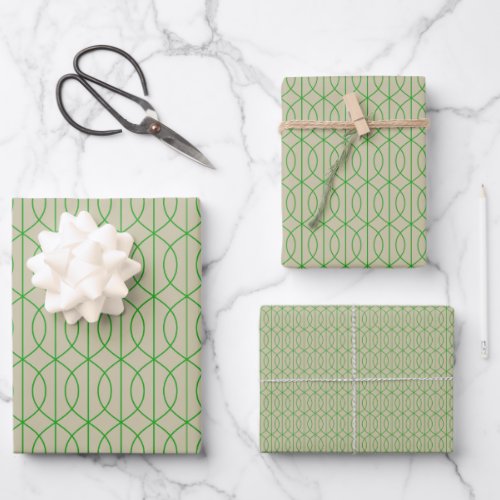 Art Deco Pattern 10 _ Forest Green on Off_White Wrapping Paper Sheets