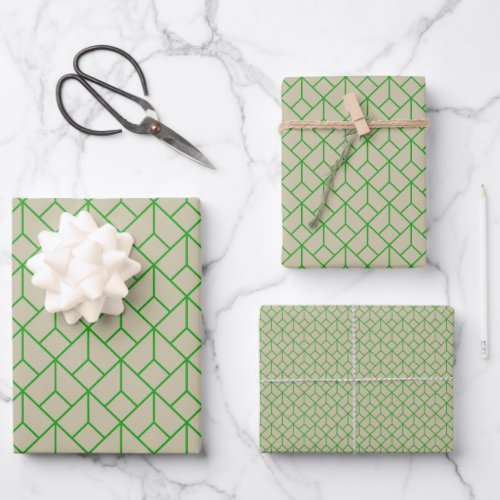 Art Deco Pattern 12 _ Forest Green on Off_White Wrapping Paper Sheets