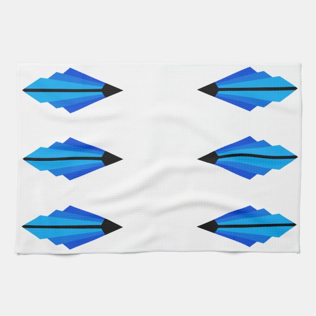 Art Deco pattern 3 in blue Tea Towel (Horizontal)