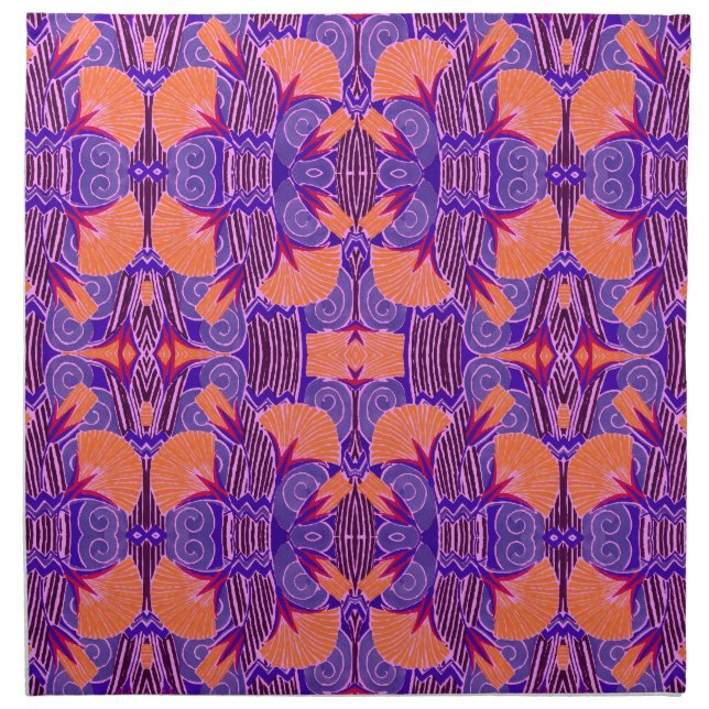 Art Deco Pattern - Bold Purple and Orange Cloth Napkin (Front)