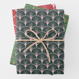 Art Deco Pattern Christmas Wrapping Paper Sheets