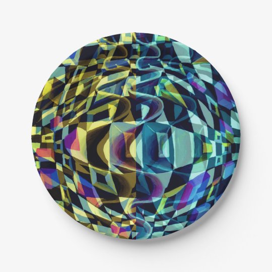 Art Deco pattern depth and optical illusion Paper Plate