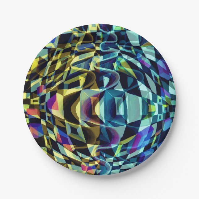 Art Deco pattern - depth and optical illusion Paper Plates (Front)