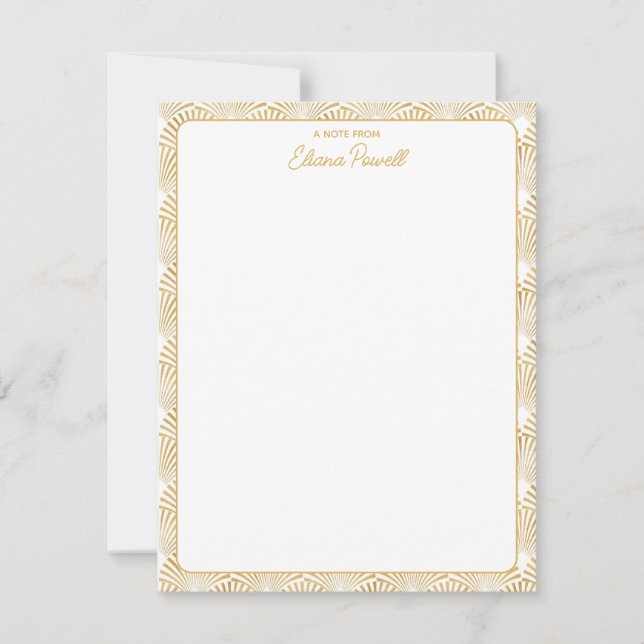 Art Deco Pattern Elegant Gatsby Custom Stationery Note Card (Front)