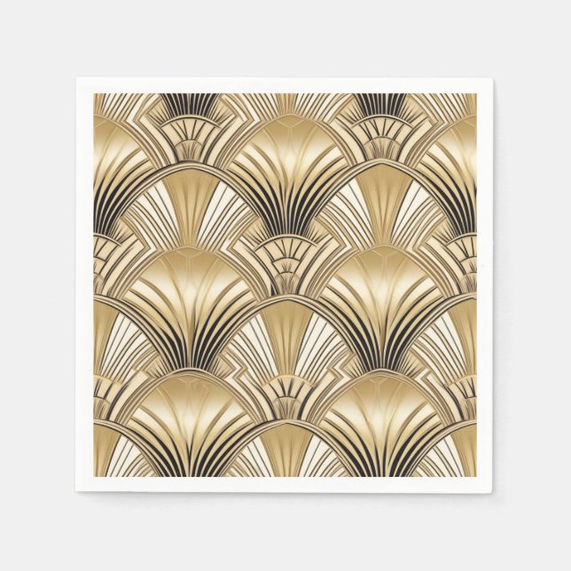 Art Deco pattern gold ivory  Napkins (Front)