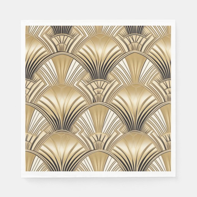 Art Deco pattern gold ivory  Napkins (Front)
