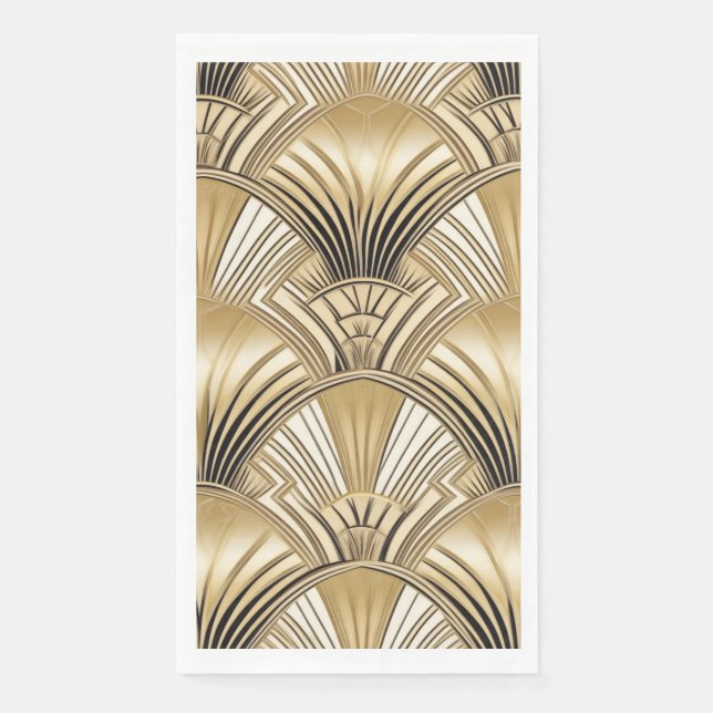 Art Deco pattern gold ivory  Paper Guest Towels (Front)