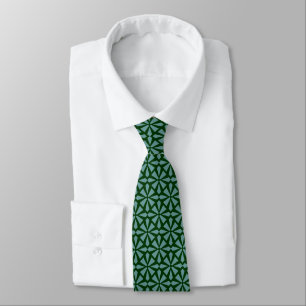Art Deco Pattern II - Ocean Green on Dark Green Neck Tie