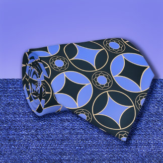 Art  Deco  pattern in blue and  black no2 Neck Tie