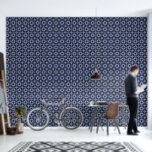 Art Deco pattern in blue and black Wallpaper<br><div class="desc">This unique wallpaper features a classic Art Deco pattern in light navy blue and black. A vintage geometric design recreated by Alma Wad, it adds a touch of elegance and sophistication to any room, making it a perfect choice for those who appreciate timeless style and intricate artistry.</div>