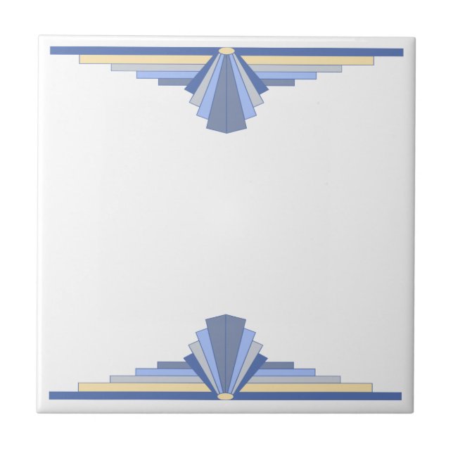 Art Deco Pattern in Blue Ceramic Tile (Front)