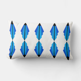 Art Deco Pattern in Blues and Black Lumbar Pillow