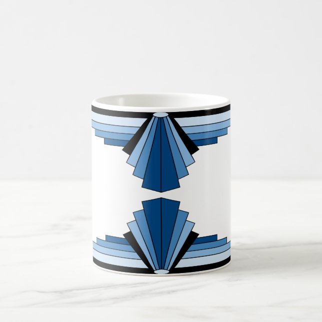 Art Deco Pattern in Blues Coffee Mug (Center)