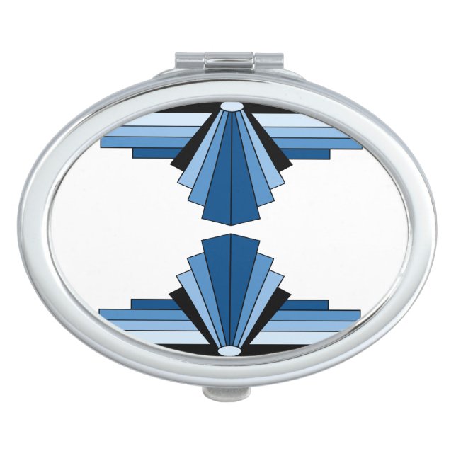 Art Deco Pattern in Blues Makeup Mirror (Front)