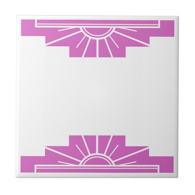Art Deco Pattern in Bold Pink Ceramic Tile (Front)