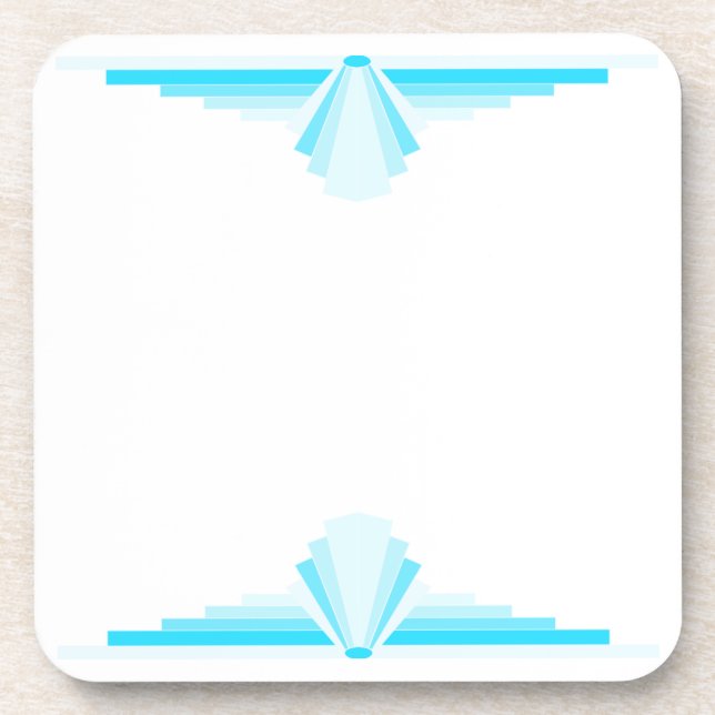 Art Deco Pattern in Bright Blue Beverage Coaster (Front)