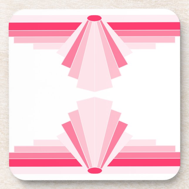 Art Deco Pattern in Bright Pink Beverage Coaster (Front)