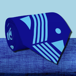 art deco pattern - in dark&sky blue neck tie