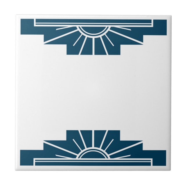 Art Deco Pattern in Deep Teal Ceramic Tile (Front)