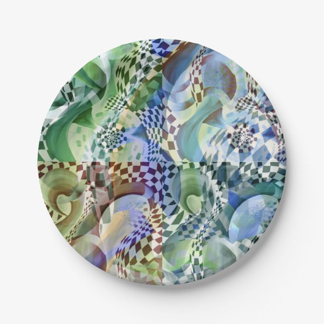 Art Deco pattern -in Depth and Optical Illusion Paper Plates (Front)