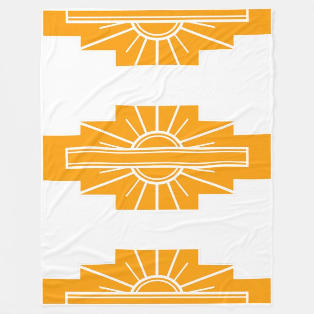 Art Deco Pattern in Gold Fleece Blanket (Front)