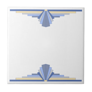 Art Deco Pattern in Gray Blue Ceramic Tile