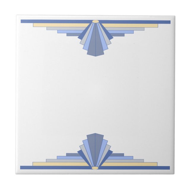 Art Deco Pattern in Gray Blue Ceramic Tile (Front)