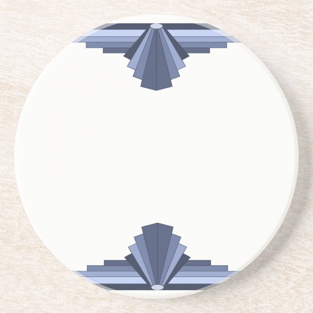 Art Deco Pattern in Gray-Blues Sandstone Coaster (Front)
