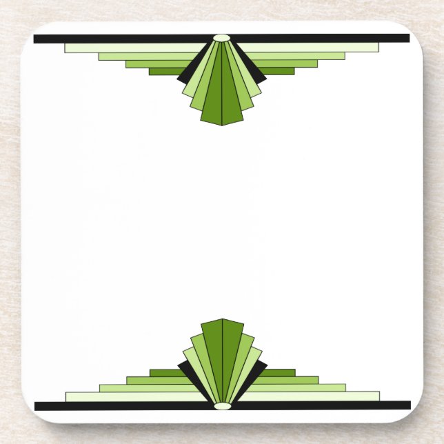 Art Deco Pattern in Green & Black Beverage Coaster (Front)