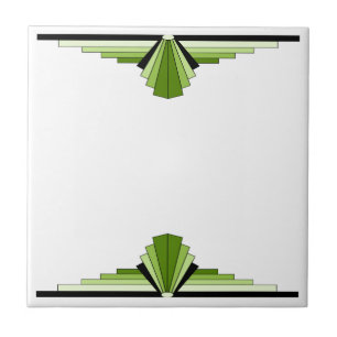 Art Deco Pattern in Green Ceramic Tile
