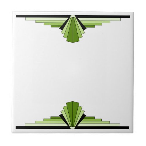 Art Deco Pattern in Green Ceramic Tile