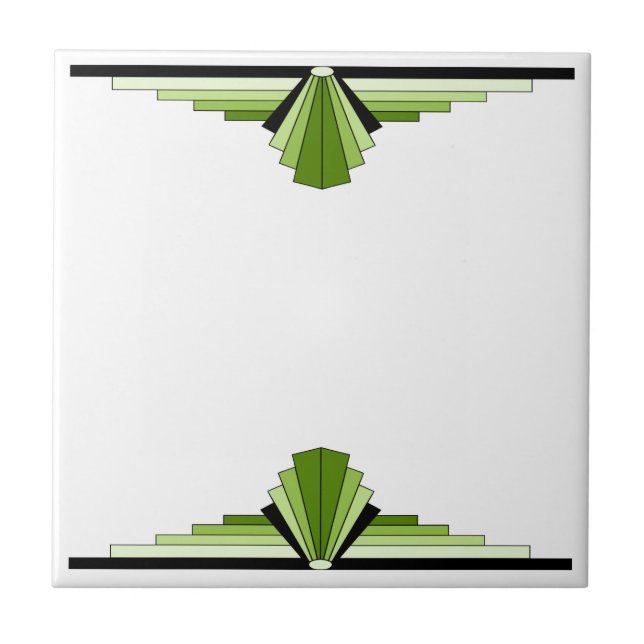 Art Deco Pattern in Green Ceramic Tile (Front)