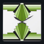 Art Deco Pattern in Greens 2 Square Wall Clock<br><div class="desc">This pattern is based on classic art deco shapes.</div>