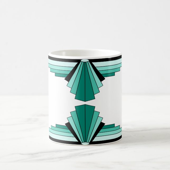 Art Deco Pattern in Greens Coffee Mug (Center)
