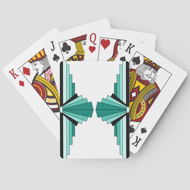 Art Deco Pattern in Greens Poker Cards (Back)