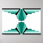 Art Deco Pattern in Greens Poster<br><div class="desc">This pattern is based on classic art deco shapes.</div>