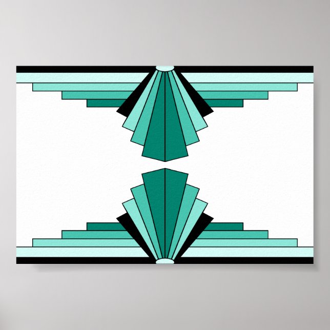 Art Deco Pattern in Greens Poster (Front)