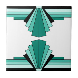 Art Deco Pattern in Greens Tile