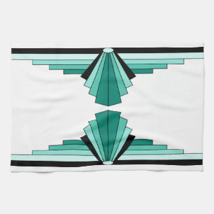 Art Deco Pattern in Greens Towel