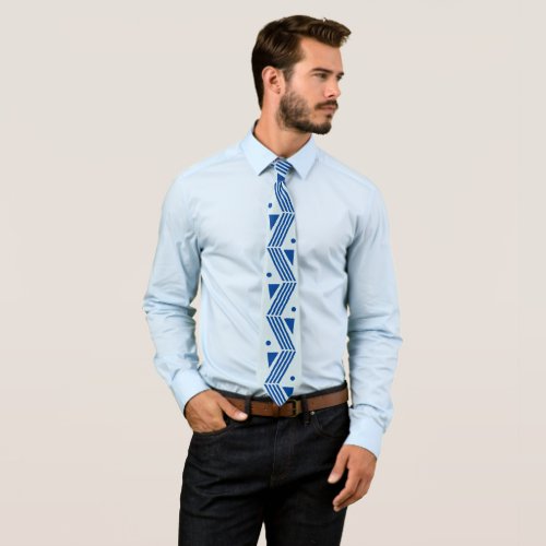 art deco pattern in lightdark blue  neck tie