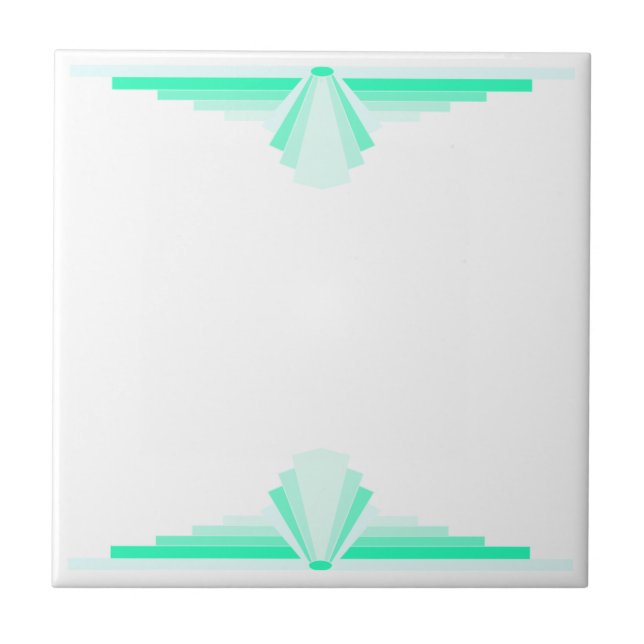 Art Deco Pattern in Light Green Ceramic Tile (Front)