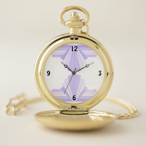 Art Deco Pattern in Lilac Pocket Watch