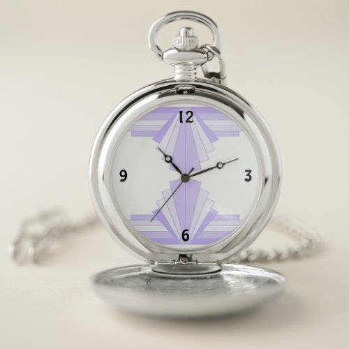 Art Deco Pattern in Lilac Pocket Watch